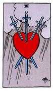 A heart is pierced by three swords, with storm clouds in the background. The image symbolizes heartbreak, pain, and sorrow, indicating a period of grief or emotional upheaval.