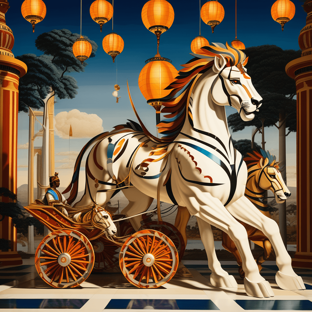the chariot as a birth card this chariot is pulled by a lion tiger and a spinx with lanterns by ja 1 1
