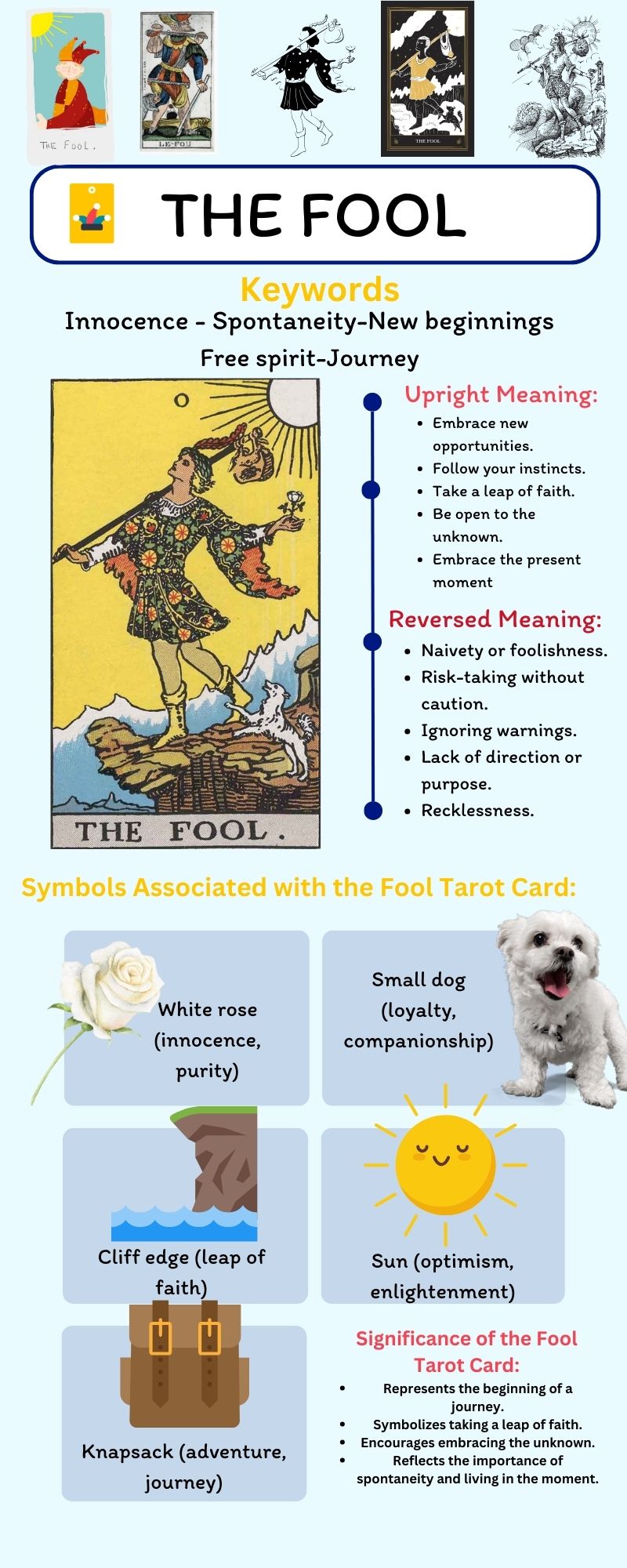the fool tarot card meaning infographic